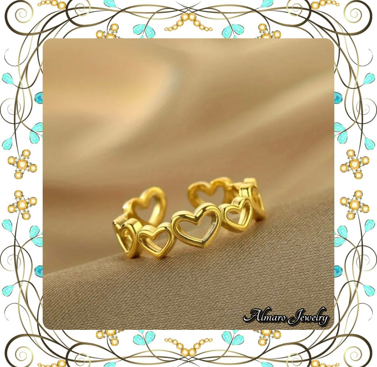 Ring Heart Radiant Gold Stainless Steel💍