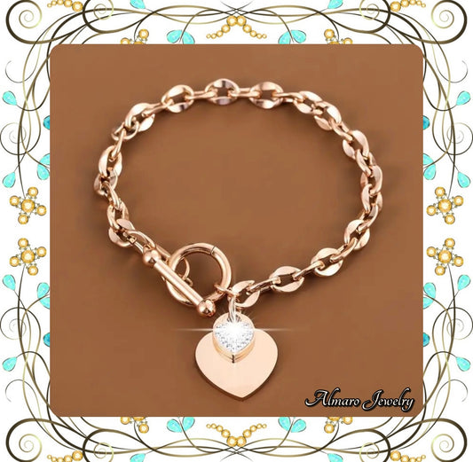 Bracelet Rose Gold Heart Stainless Steel💍