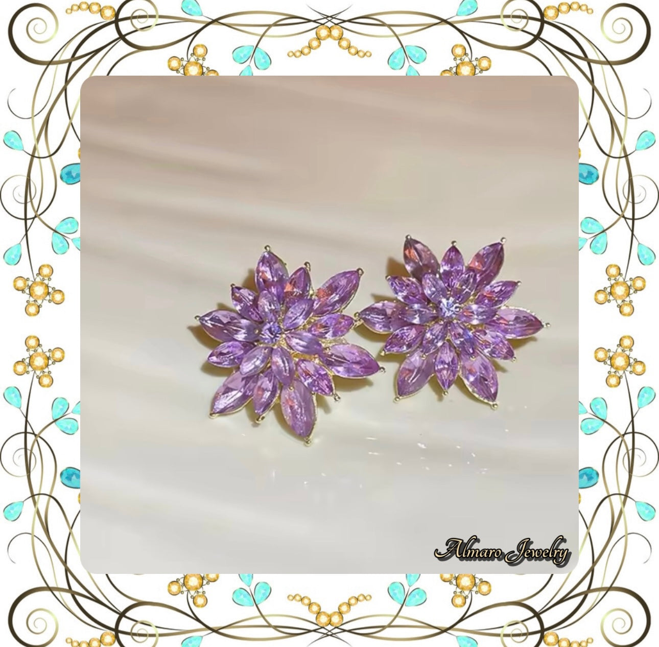 Earring Purple Blossom Radiance Stainless Steel💍