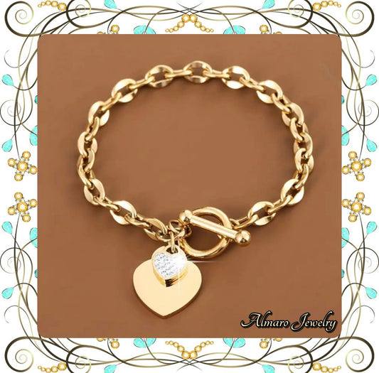 Bracelet Gold Radiant Heart Stainless Steel💍